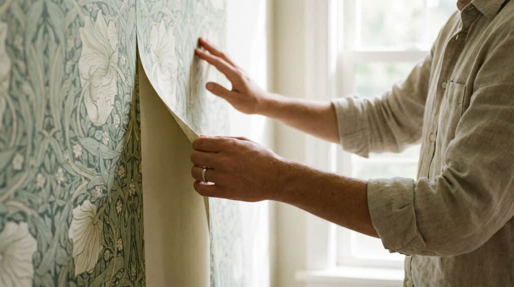 Contemporary interior with decorative wallcovering